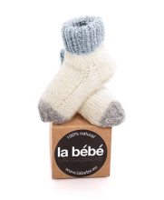„La Bebe ™ Ėriukų vilna“. 83993 Natūralios vilnos kūdikių kojinės iš natūralios vilnos