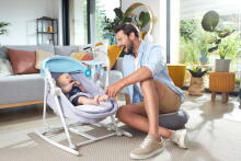 KinderKraft'21 Unimo Grey 5 in 1 Art.KBUNIMUPBLU0000 Blue Vaikų supamoji kėdutė-lovelė penki viename