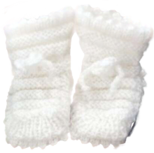 La Bebe™ Lambswool Hand Made Booties Art.137792 White Baby knitting booties