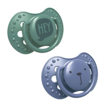 LOVI dinamiskais silikona knupītis HEY BOY, 6-18m, 2 gab, blue/green, 22/887boy