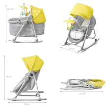 KinderKraft'21 Unimo Grey 5 in 1 Art.KBUNIMUPYEL0000 yellow Bērnu šūpuļkrēsliņš-gultiņa pieci vienā