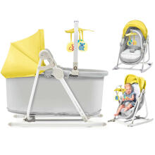 KinderKraft'21 Unimo Grey 5 in 1 Art.KBUNIMUPYEL0000 yellow Vaikų supamoji kėdutė-lovelė penki viename