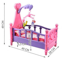 Bērnu gultiņa lellēm ar piekarināmām rotaļlietām