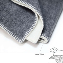 New Zeland Wool Art.112.19 Grey / White Vaikiškos natūralios vilnos antklodė / antklodė 70x100 cm