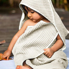 La Bebe™ NO Baby Towel  Art.141195 Mint  Вафельное полотенце  детское с капюшоном  75x75см