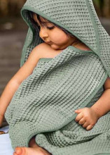 La Bebe™ NO Baby Towel  Art.141196 White  Вафельное полотенце  детское с капюшоном  75x75см