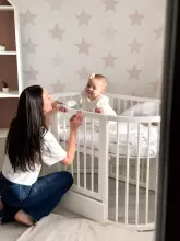 La Bebe™ Bed Kotto Olin 9 in 1 Art.141419 White Daugiafunkcinė medinė transformuojama lovelė 9 viename