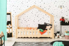 Adeko Furniture Selo B Art.SeloB-70140 White Bērnu gulta mājas formā no dabīgas priedes  140x70cm