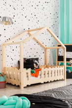 Adeko Furniture Selo B Art.SeloB-70140 White  Детская кроватка/домик из натуральной сосны 140x70см