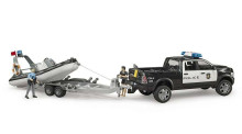BRUDER RAM 2500 Policeman Dodge Ram with figure +trailer+boat