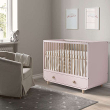 MYLLRA Art.504.626.11 bērnu gultiņa ar atvilktni, 60x120 cm, gaiši rozā krāsā