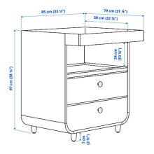 MYLLRA Art.703.992.61 changing table with drawers, light turquoise blue