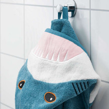 BLAVINGAD Art.905.284.41  hooded towel, 70x140 cm, shark shape/blue-gray color