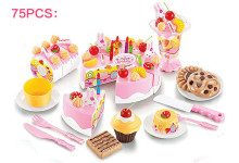 Ikonka Art.KX9745 Birthday Cake Cutting Kitchen 75 el. pink