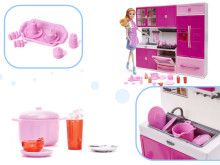 Ikonka Art.KX6783 Doll furniture kitchen 3 segments fridge LED sounds + doll