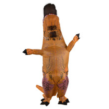 Ikonka Art.KX7454 T-REX Milžiniškas rudas pripučiamas dinozauro kostiumas 1,5-1,9 m