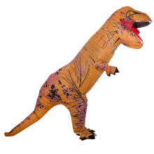 Ikonka Art.KX7454 T-REX Milžiniškas rudas pripučiamas dinozauro kostiumas 1,5-1,9 m
