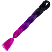 Ikonka Art.KX9904_23 Synthetic hair rainbow ombre black-violet-pink