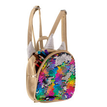 Ikonka Art.KX7430 Sequin unicorn rainbow nursery backpack