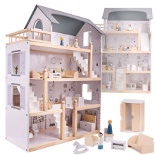 Ikonka Art.KX5416 Wooden dolls' house + furniture 80cm