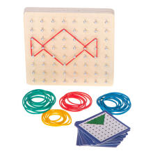 Ikonka Art.KX5177 Geoboard Geoplan medinė dėlionė, kurianti figūras su gumytėmis