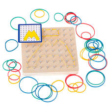 Ikonka Art.KX5177 Geoboard Geoplan medinė dėlionė, kurianti figūras su gumytėmis