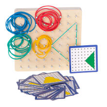 Ikonka Art.KX5177 Geoboard Geoplan medinė dėlionė, kurianti figūras su gumytėmis