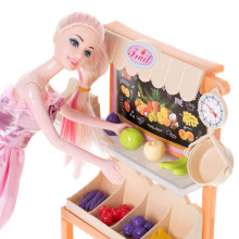 Ikonka Art.KX5150 Salesgirl doll on a shopping spree in a supermarket vegetable store