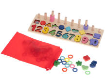 Ikonka Art.KX6209 Montessori medinis skaičių rūšiuoklis 3in1 13x36cm