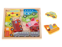 Ikonka Art.KX5313 Wooden jigsaw puzzle match shapes vehicles