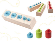Ikonka Art.KX6290 Montessori mediniai cilindriniai svarmenys spalvingi