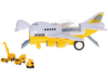Ikonka Art.KX5987 Transporterio lėktuvas + 6 automobiliai, statybinės transporto priemonės, šoninės/priekinės