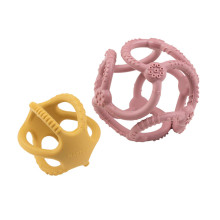 NATTOU Set of 2 balls, silicone, pink-yellow