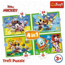 TREFL MICKEY MOUSE 12+15+20+24 dėlionių rinkinys „Peliukas Mikis“