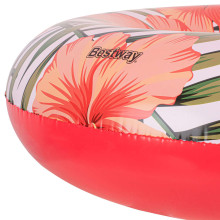 Ikonka Art.KX6099_1 BESTWAY 36237 Wheel inflatable flowers leaves white-pink