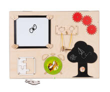 Bebe Basic Montessori Art.KX4628 Medinė sensorinė manipuliavimo lenta dvipusė natūrali