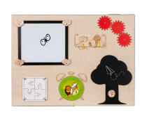 Bebe Basic Montessori Art.KX4628 Medinė sensorinė manipuliavimo lenta dvipusė natūrali