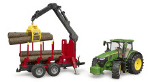 BRUDER Art.03154 traktors John Deere 7R 350 ar mežsaimniecības piekabi un 4 baļķiem