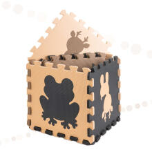 Ikonka Art.KX5209 Foam puzzle mat for children 9el. beige-brown-black 85cm x 85cm x 1cm