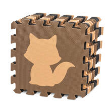 Ikonka Art.KX5209 Foam puzzle mat for children 9el. beige-brown-black 85cm x 85cm x 1cm