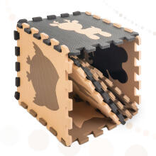 Ikonka Art.KX5209 Foam puzzle mat for children 9el. beige-brown-black 85cm x 85cm x 1cm