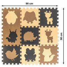 Ikonka Art.KX5209 Foam puzzle mat for children 9el. beige-brown-black 85cm x 85cm x 1cm
