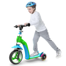 Three-wheel scooter 2in1, green/blue