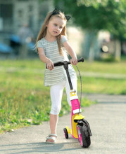 Three-wheel scooter 2in1, pink/yellow