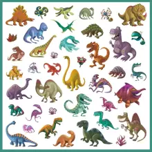 Djeco 160 lipdukų Dinosaurs Art.DJ08843