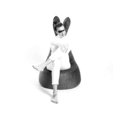 Qubo™ Mommy Rabbit Black Ears Mango POP FIT пуф (кресло-мешок)
