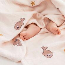 Done by Deer muslin blanket 100x100 cm, Sea friends Powder