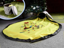 Ikonka Art.KX6259 Žaislų organizatorius žaislų dėžė su žaidimų kilimėliu 2in1 pilkai geltonos spalvos