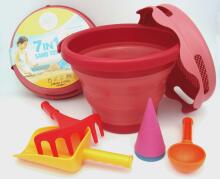 COMPACTOYS Kibirėlis su smėlio žaislais, raudonas