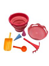 COMPACTOYS Kibirėlis su smėlio žaislais, raudonas